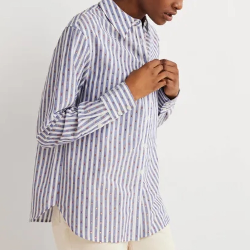 Boden Blue and White Striped Button Down Shirt